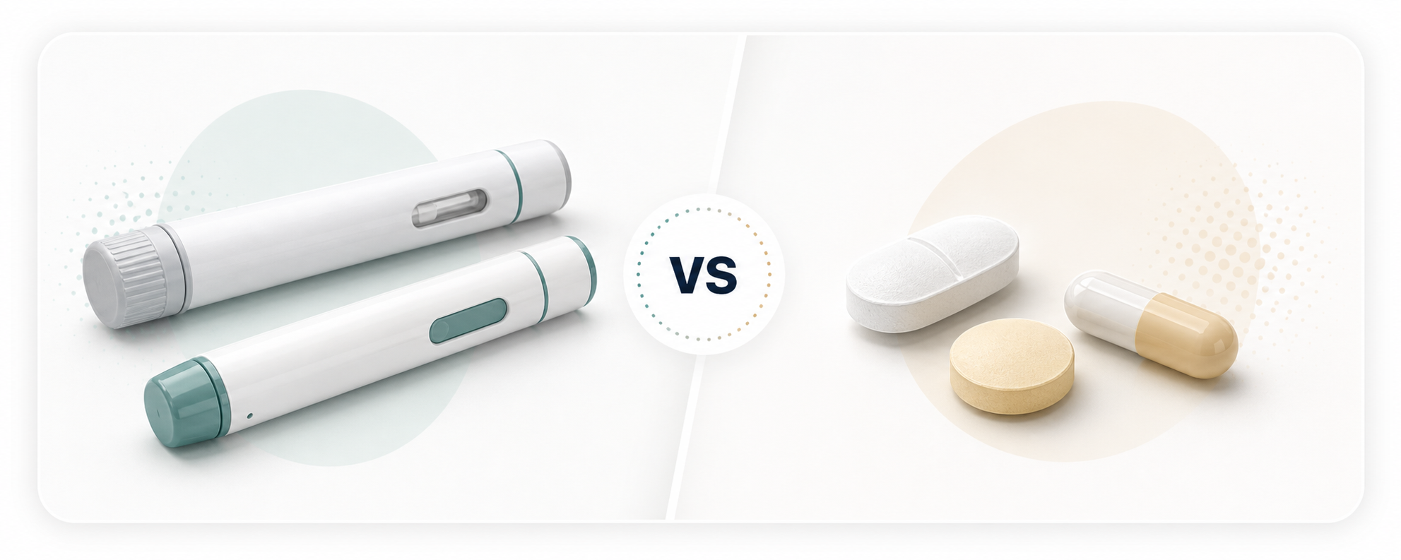 Simple visual comparison of injection and tablet routes